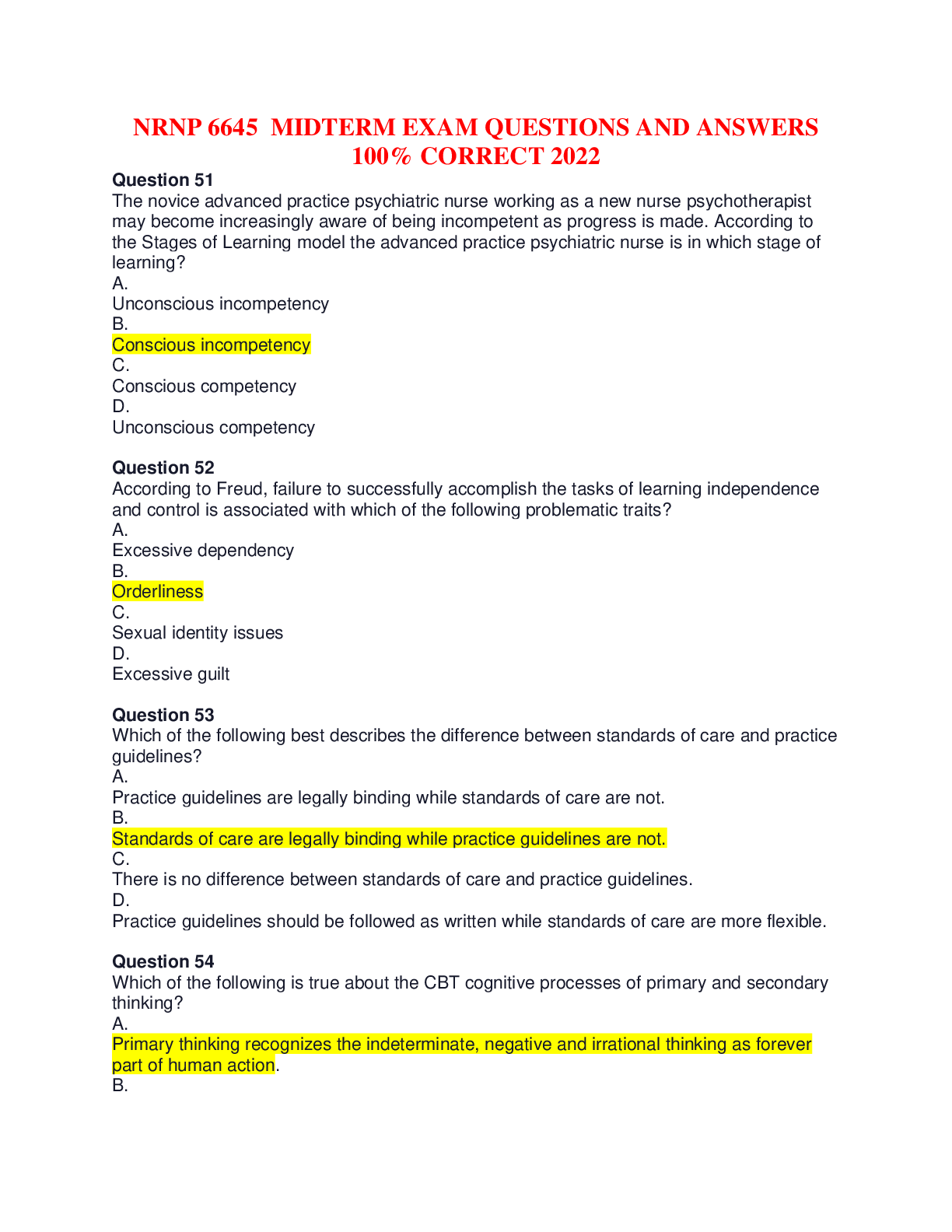 Preview of NRNP 6645 FINAL EXAM / NRNP 6645 MIDTERM EXAM QUESTIONS AND ANSWERS TEST BANK - WALDEN